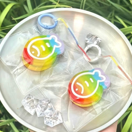 Rainbow Transparent Little Fish Taba Squishy Toy Pendant