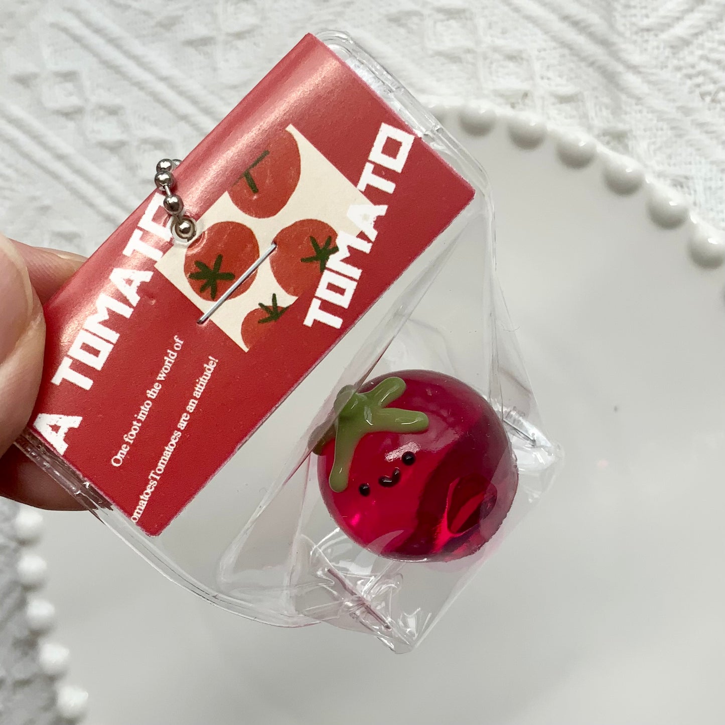 Mini Transparent Smiling Tomato Taba Squishy Toy Pendant