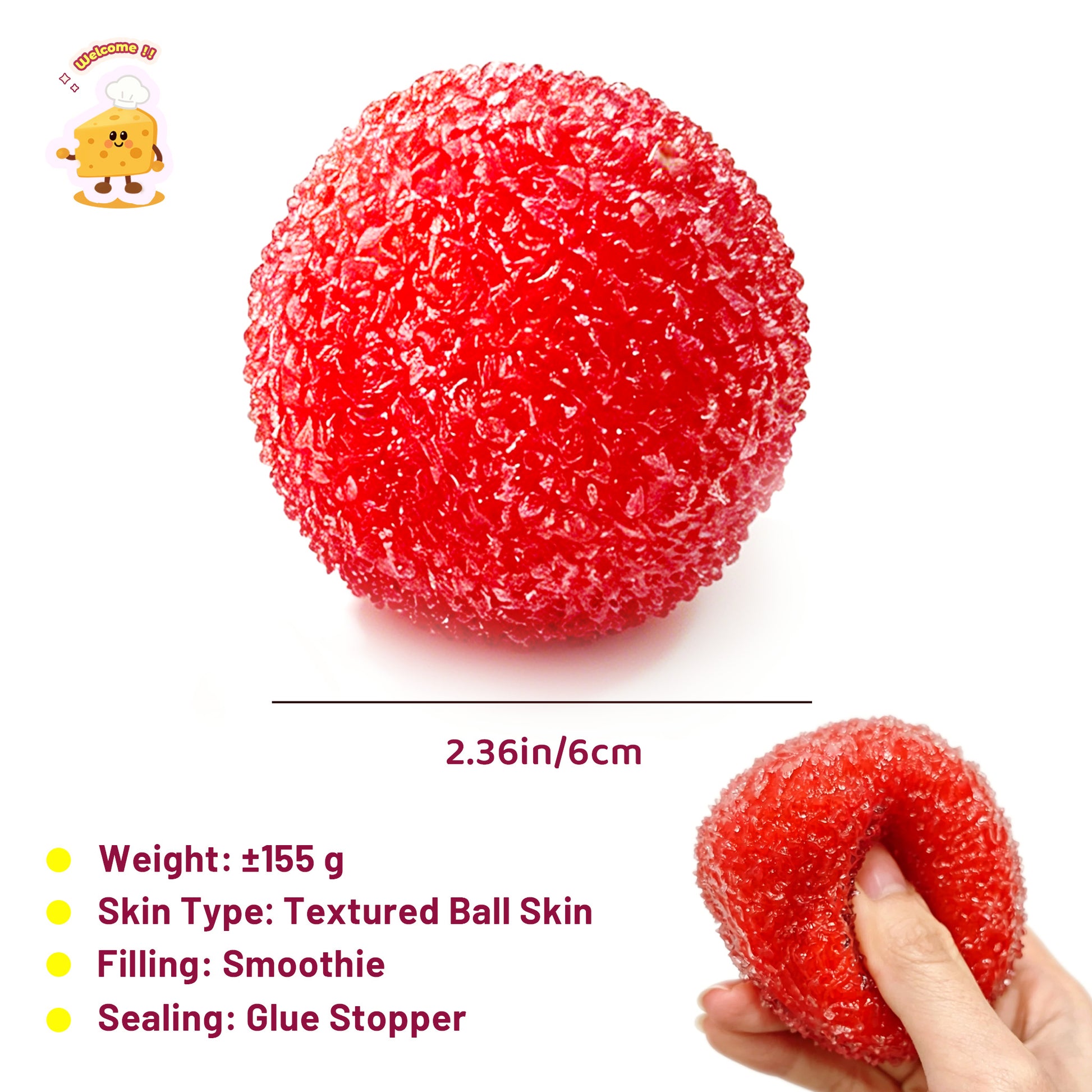 Icy Bayberry Red/ Blue/ Pink Slush Stress Ball Handmade Fidget Toy - Charming Cheese