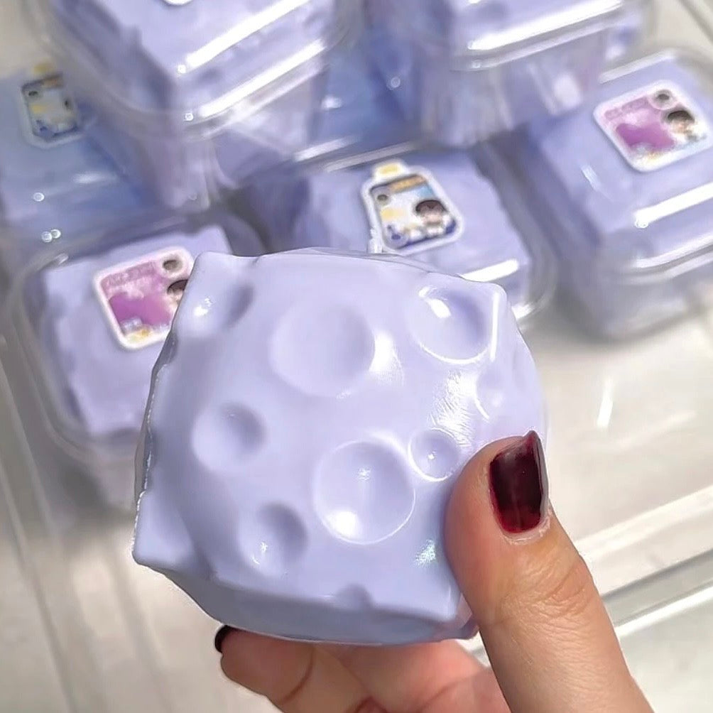 Crunchy Savory Purple Cheese Cube Stress Ball Fidget Toy (6cm)