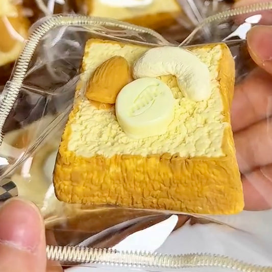 A Slice of Nutty Toast Creamy Clay Texture Taba Squishy Toy