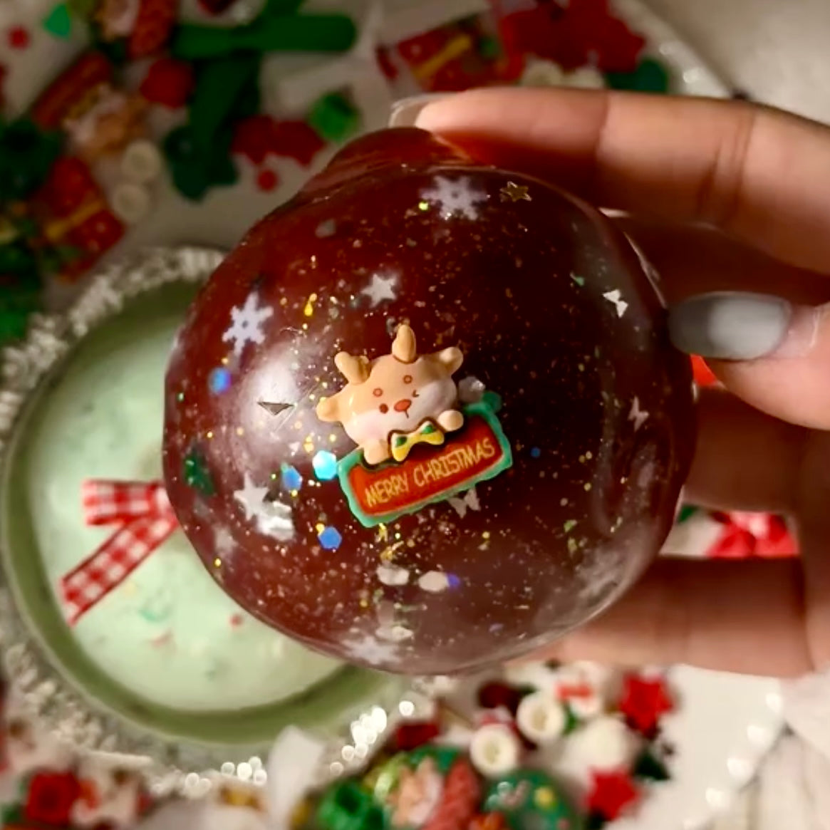 Crispy Shell Christmas Chocolate Stress Relief Handmade Ball
