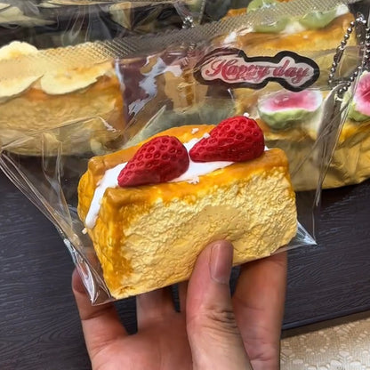 Soft Clay-like Texture Baked Fruit Cream Toast Taba Squishy Toy
