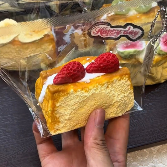 Soft Clay-like Texture Baked Fruit Cream Toast Taba Squishy Toy