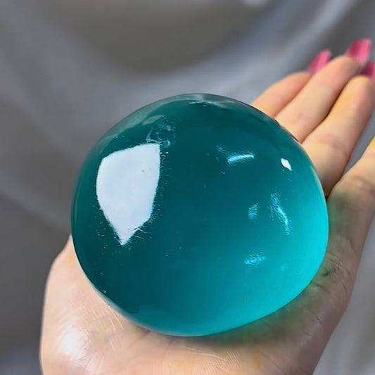 Green Grape / Ocean Blue Coconut Oil Malleable Handmade Stress Ball
