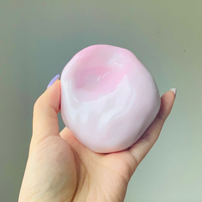 Handmade white thin-skin blue/ pink sand stress ball fidget zip-tie style