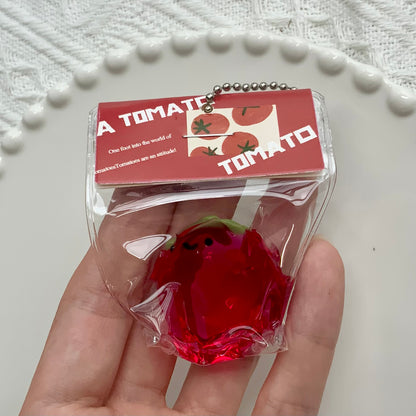 Mini Transparent Smiling Tomato Taba Squishy Toy Pendant