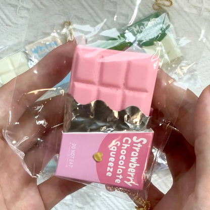 Mixed Flavors Mini Cute Chocolate Bar Keychain Slow-rising Squishy