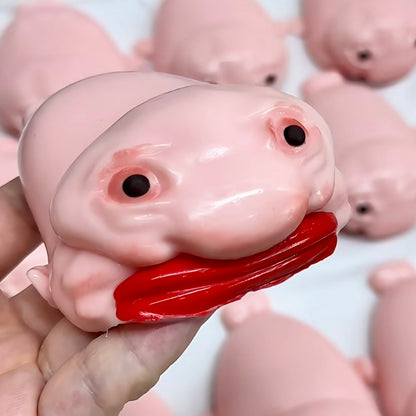 Clay-like Texture Ugly-cute Pink Water Droplet Fish Taba Squishy Toy