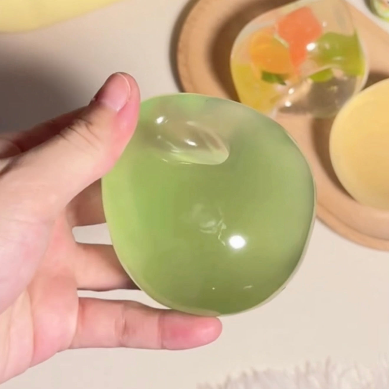 Green Grape / Ocean Blue Coconut Oil Malleable Handmade Stress Ball