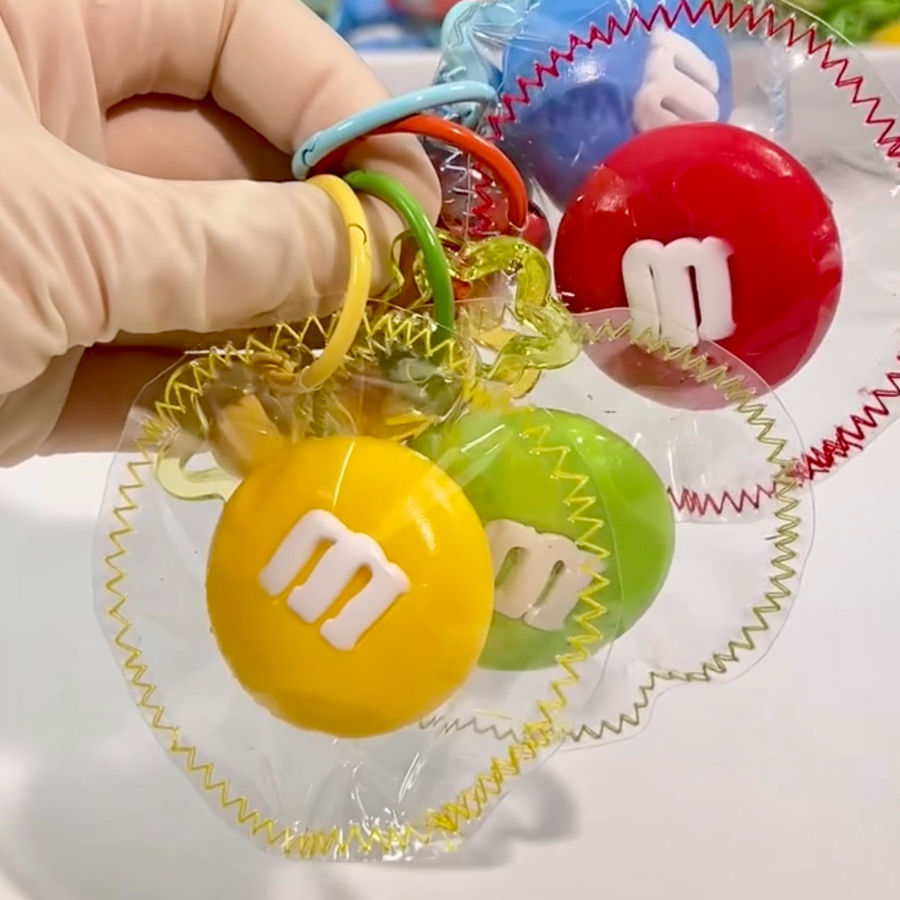 Colorful M&M Beans Taba Squishy Pendant