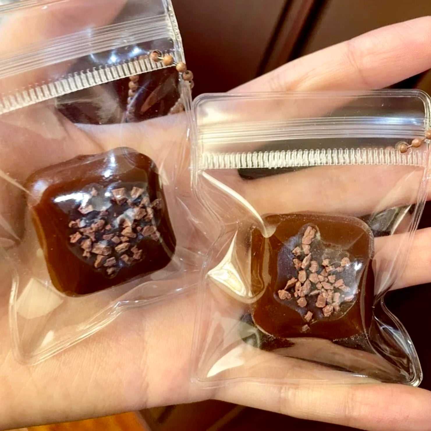 Small Square strawberry/chocolate taba squishy pendant