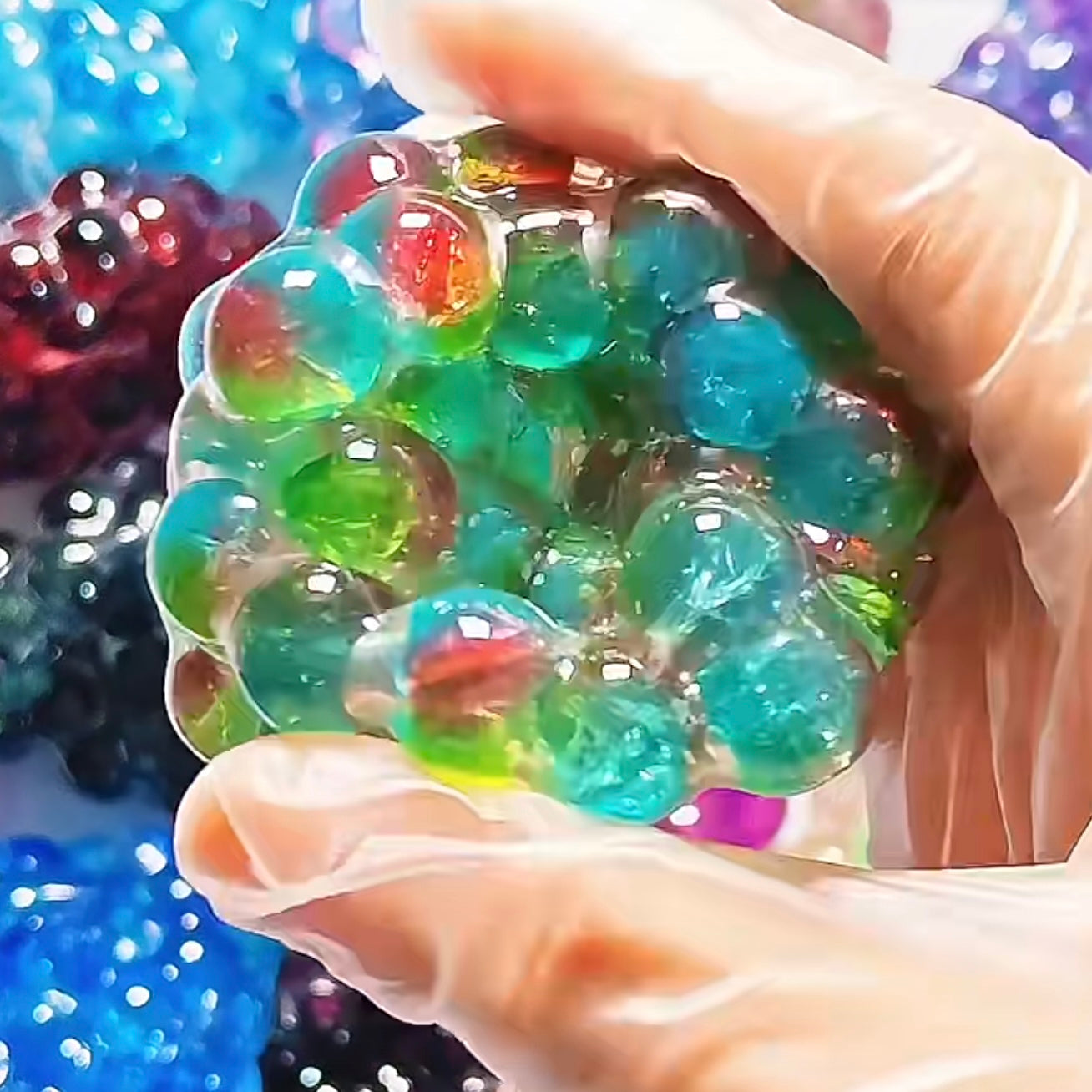 Handmade Transparent Colorful Beads Vacuum Stress ball