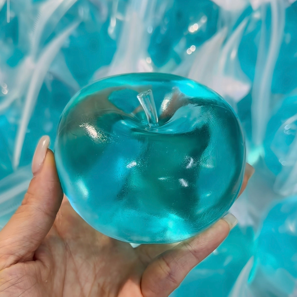 Formable Crystal Pink /Blue Creamy Texture Big Apple 🍎 Vaseline Stress Ball