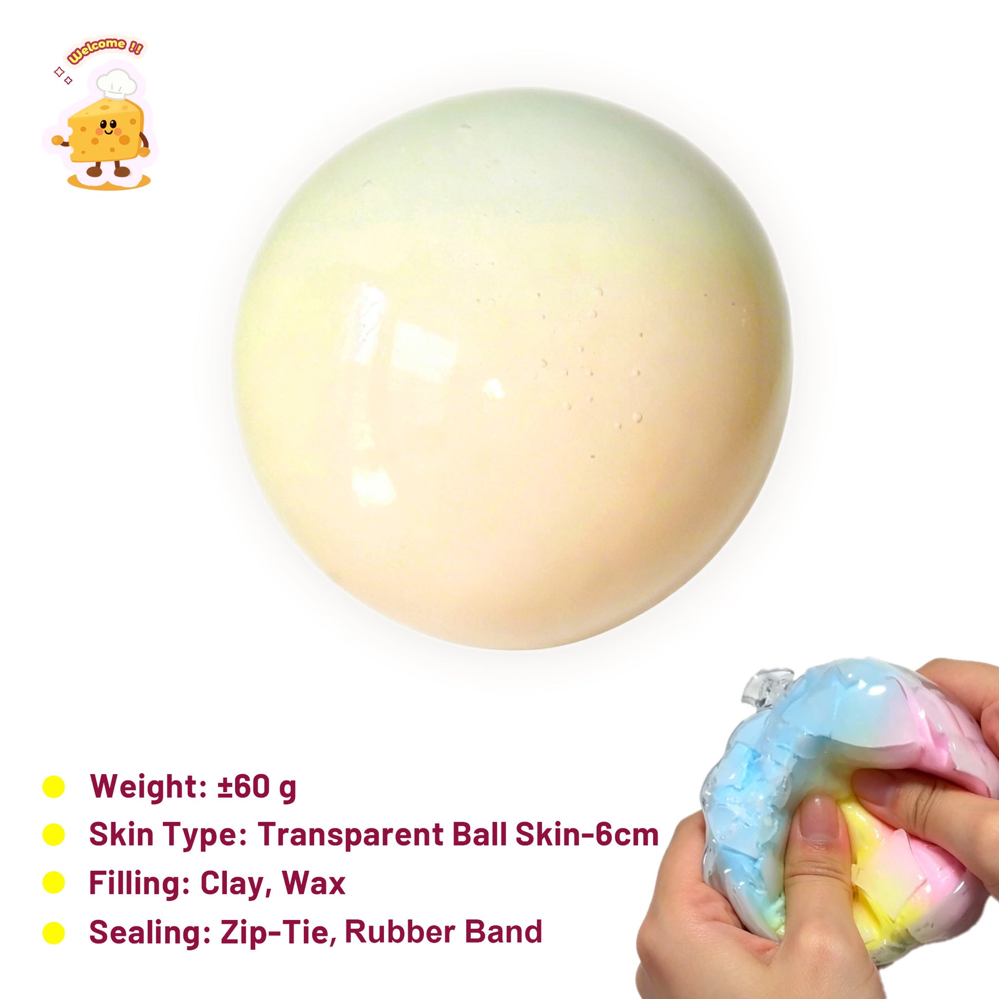 Crispy Wax Shell Three Colors Ice Cream Stress Relief Handmade Ball - Charming Cheese