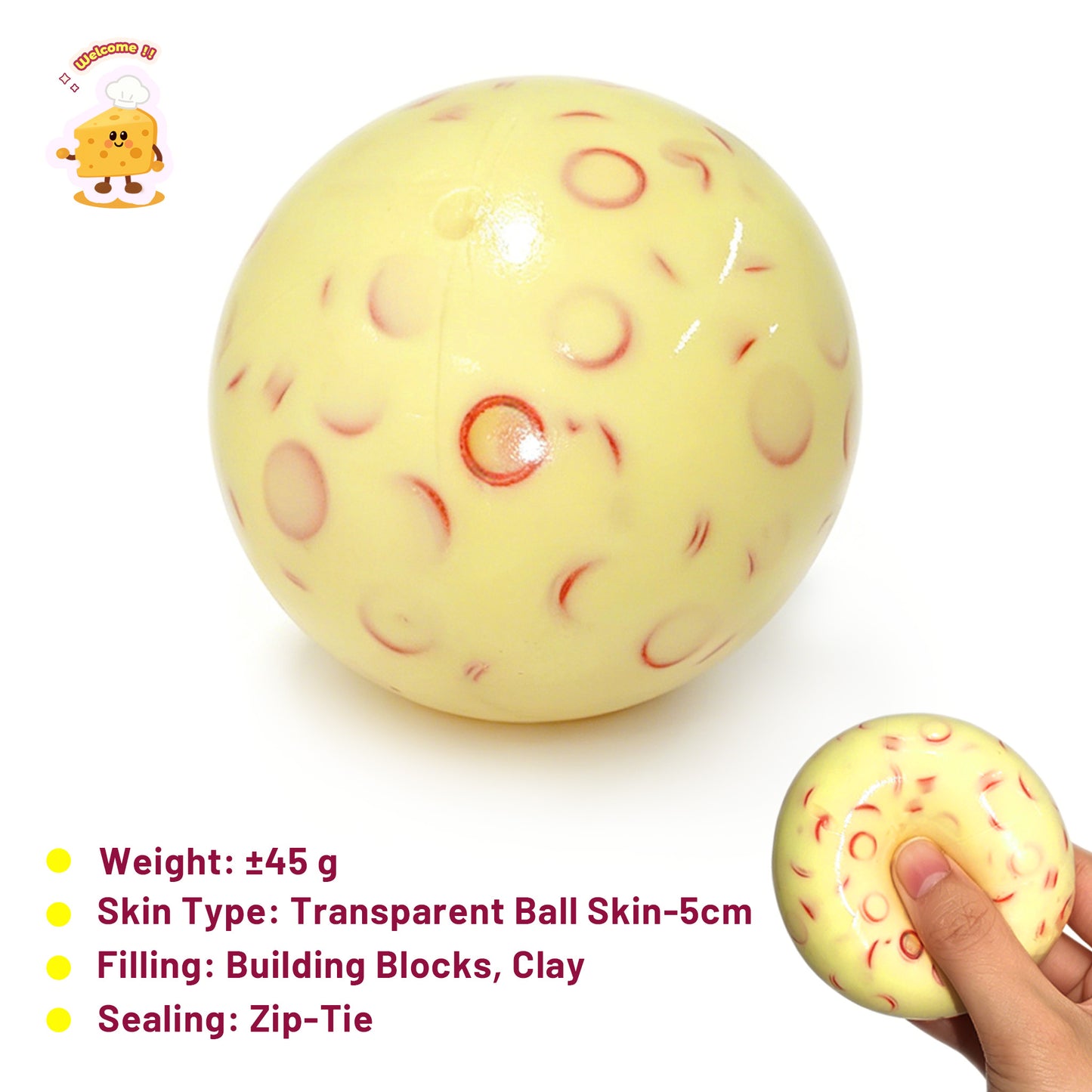 Crunchy Butter Apple Building Blocks Stress Ball Zip-tie Fidget Toy (5cm ball skin)