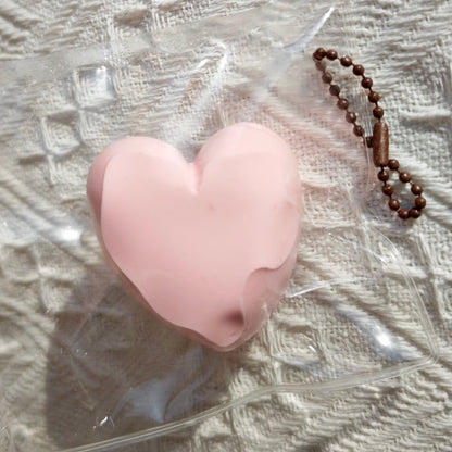 Clay-like texture pink heart taba squishy pendant