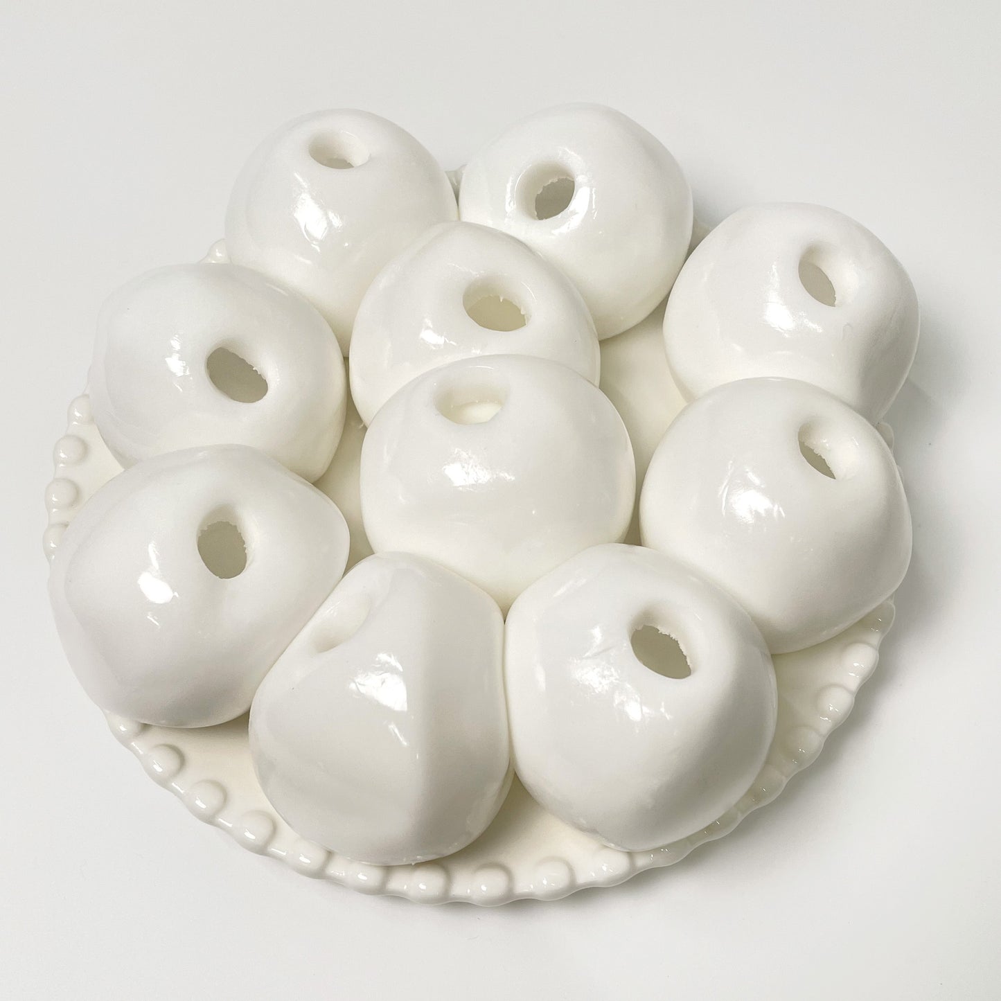 White Stress Ball Skin Pack of 10 with Stopper (5.5cm)