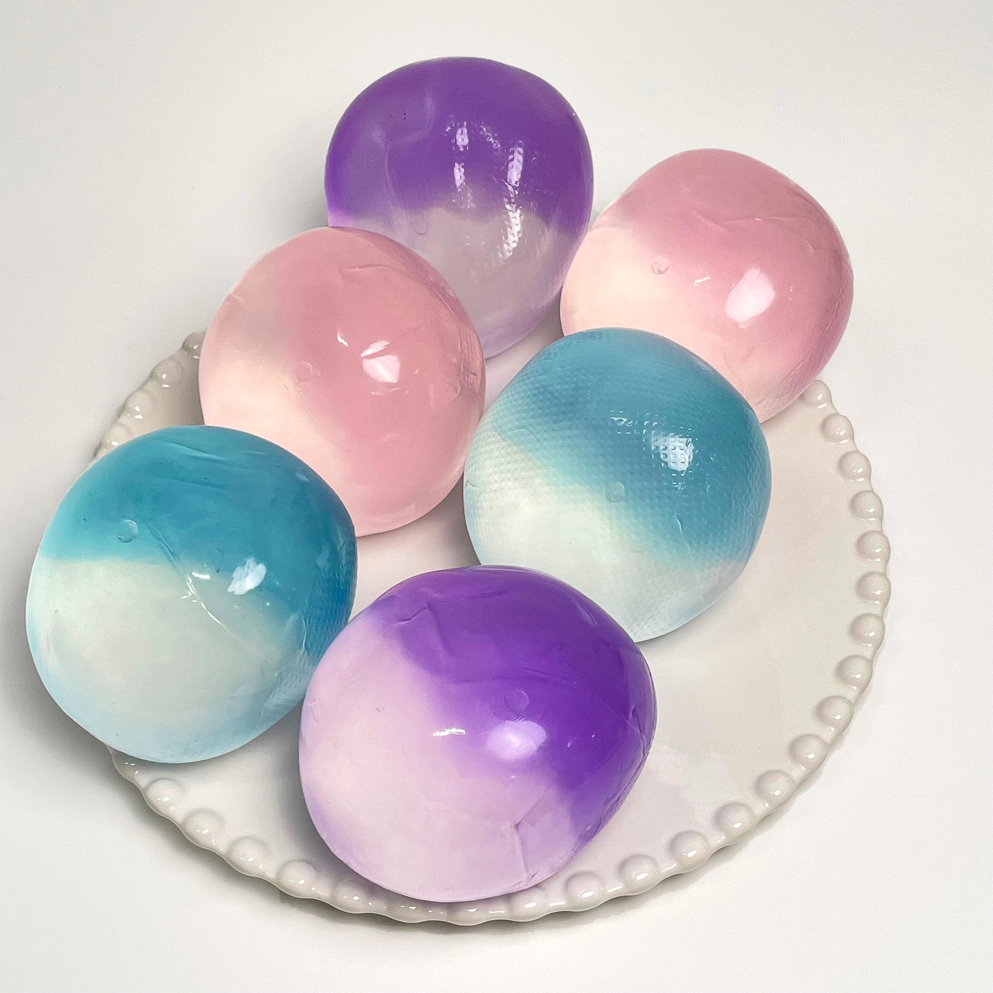 Green /Blue /Pink Dual-color Filling Coconut Oil Malleable Handmade Stress Ball - Charming Cheese