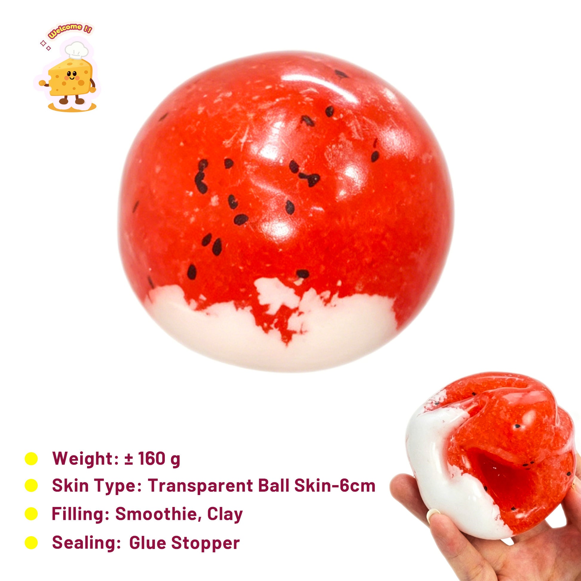 Coconut Milk Watermelon Smoothie Vaseline Ice Slush Stress Ball Toy - Charming Cheese