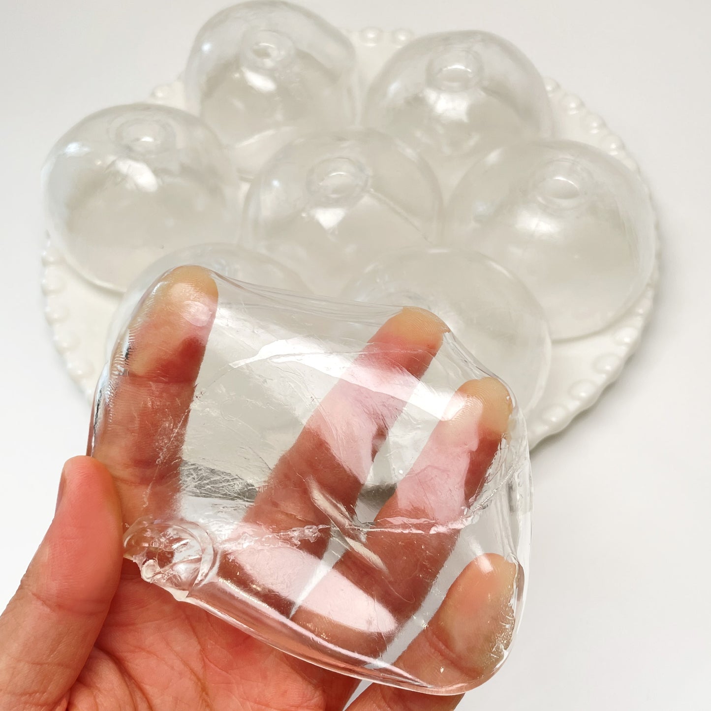 Ultra-thin Clear Stress Ball Skin Pack of 10 with Stopper (6cm)