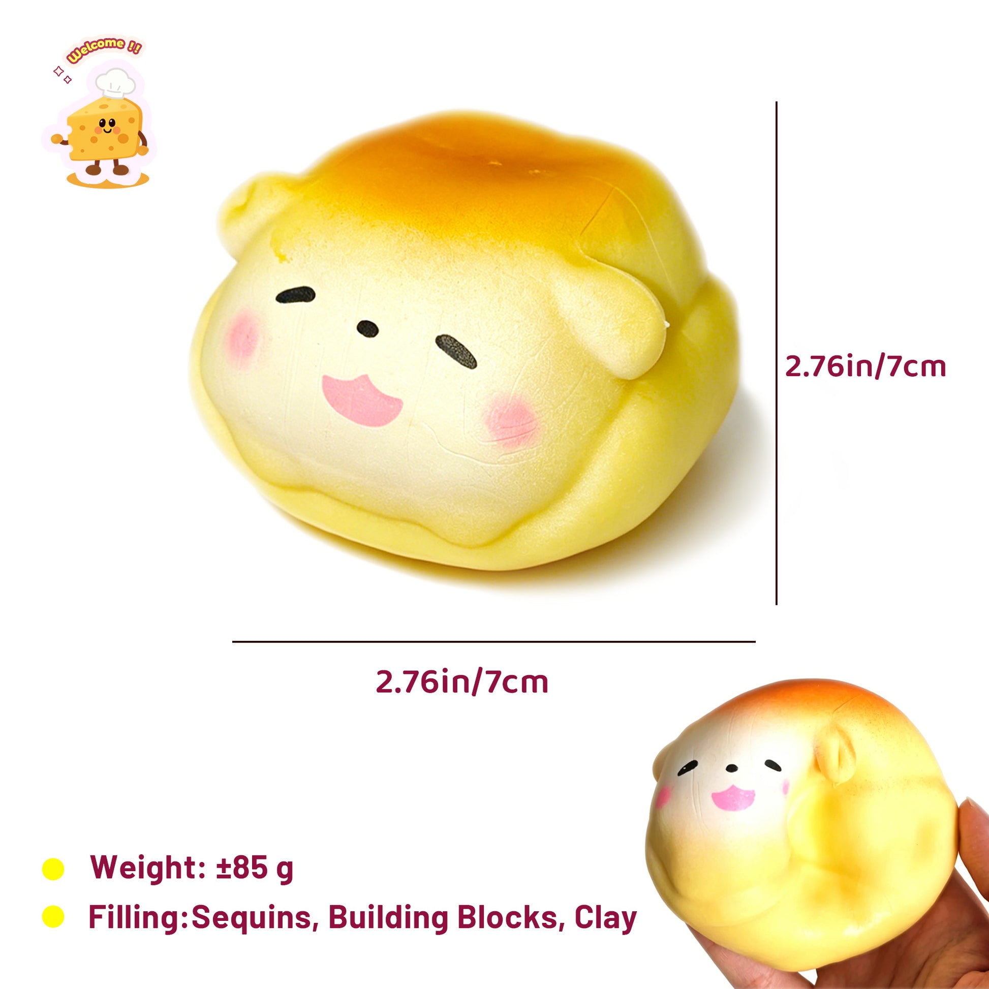 Chunky Crunchy Doggy Bread Stress Ball Fidget Toy - Charming Cheese