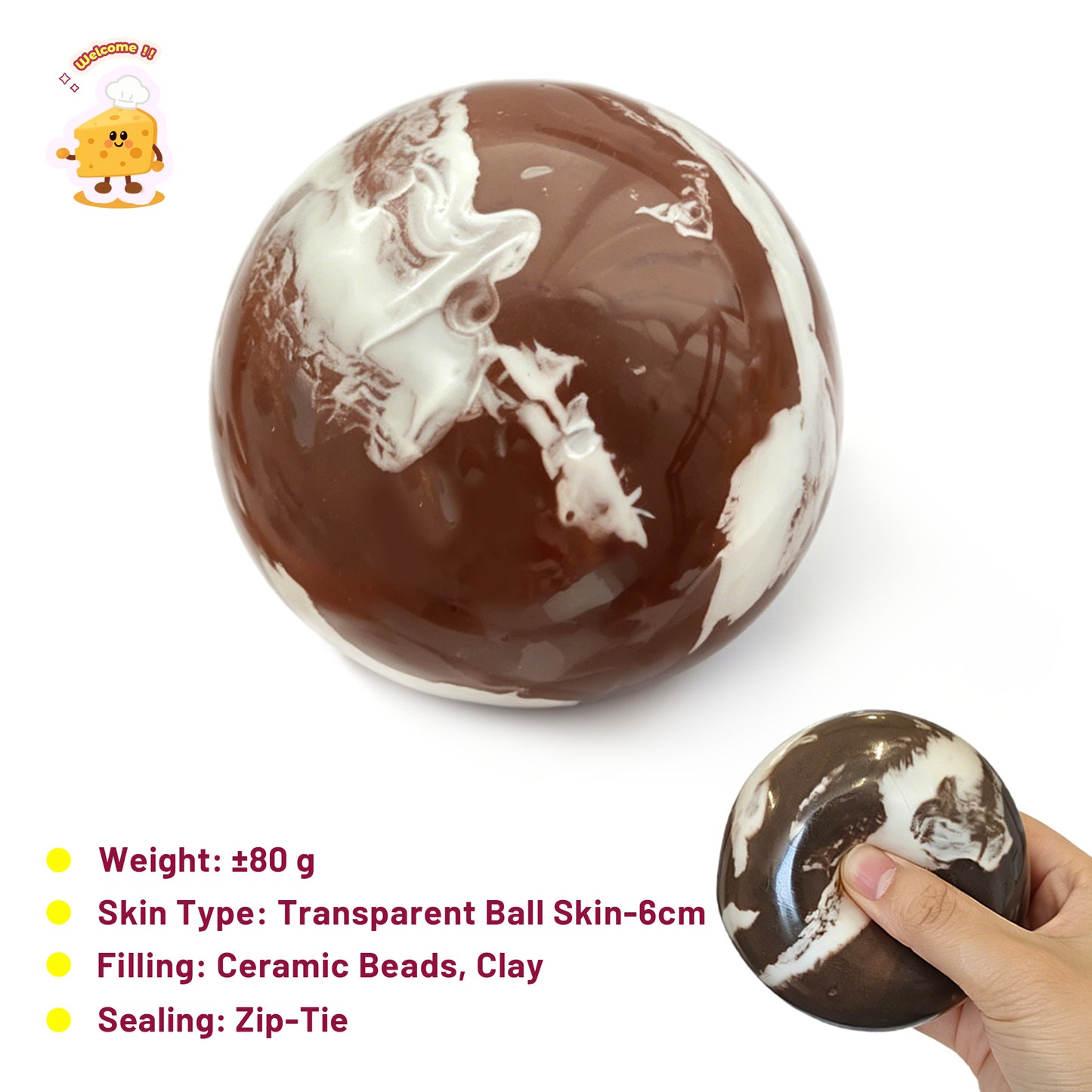 Crispy Milk Chocolate Stress Ball Zip-tie Fidget Toy