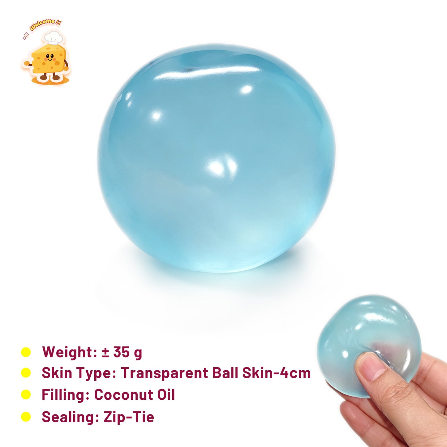 Mini Colorful Pink Blue Green Purple Coconut Oil Malleable Handmade Stress Ball