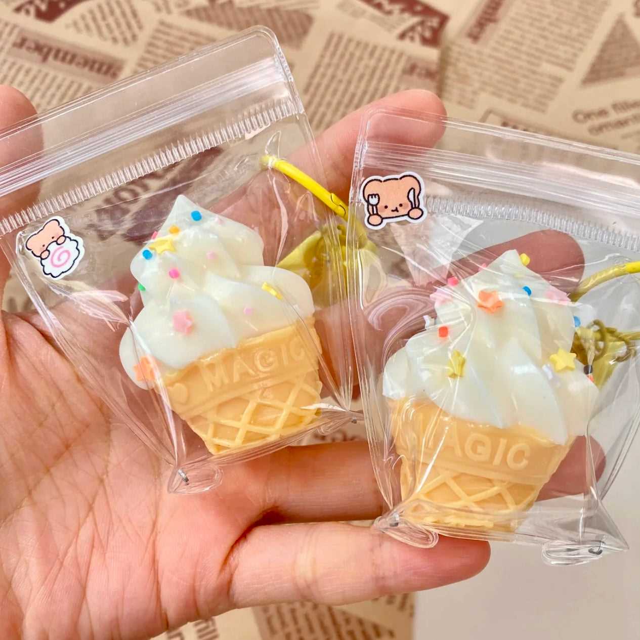 Ice cream taba squishy toy pendant