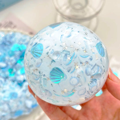 [NEW!] Glittery Ocean Bubble Gum Base Handmade Squishy Ball Toy