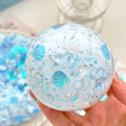 [NEW!] Glittery Ocean Bubble Gum Base Handmade Squishy Ball Toy