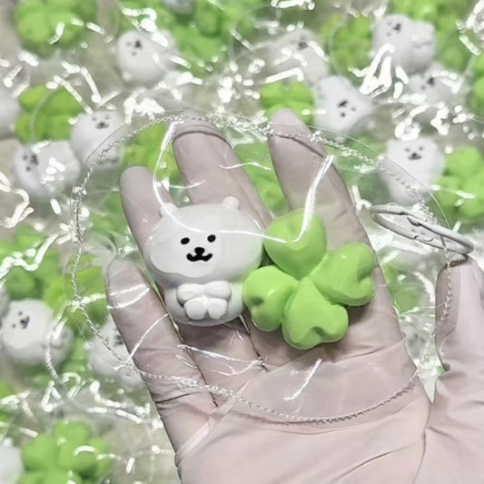 Cute Clay-like Texture Lucky Bear Clover Taba Squishy Toy