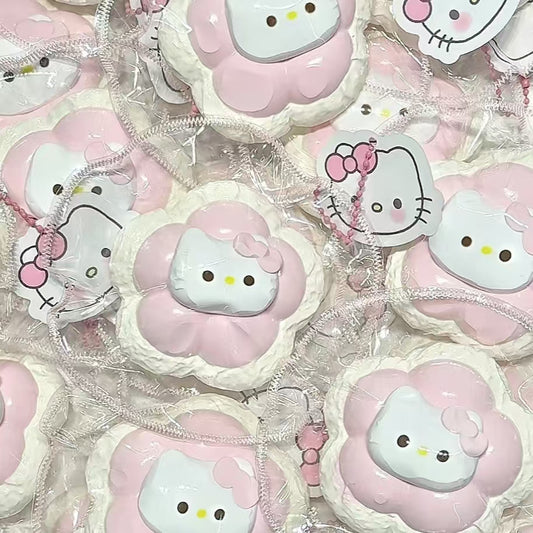 Clay-like Texture Pink Kitty Flower Hug Pillow Taba Squishy Toy