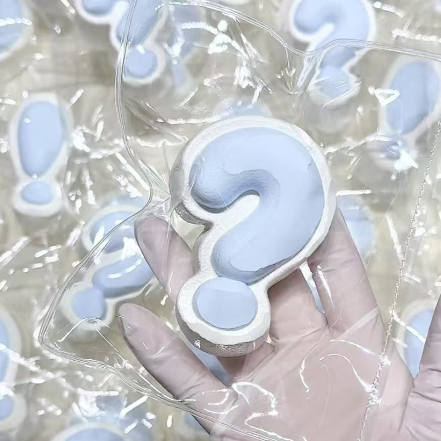 Pink/ Blue Question Mark/ Exclamation Mark Creamy Clay Texture Taba Squishy Toy