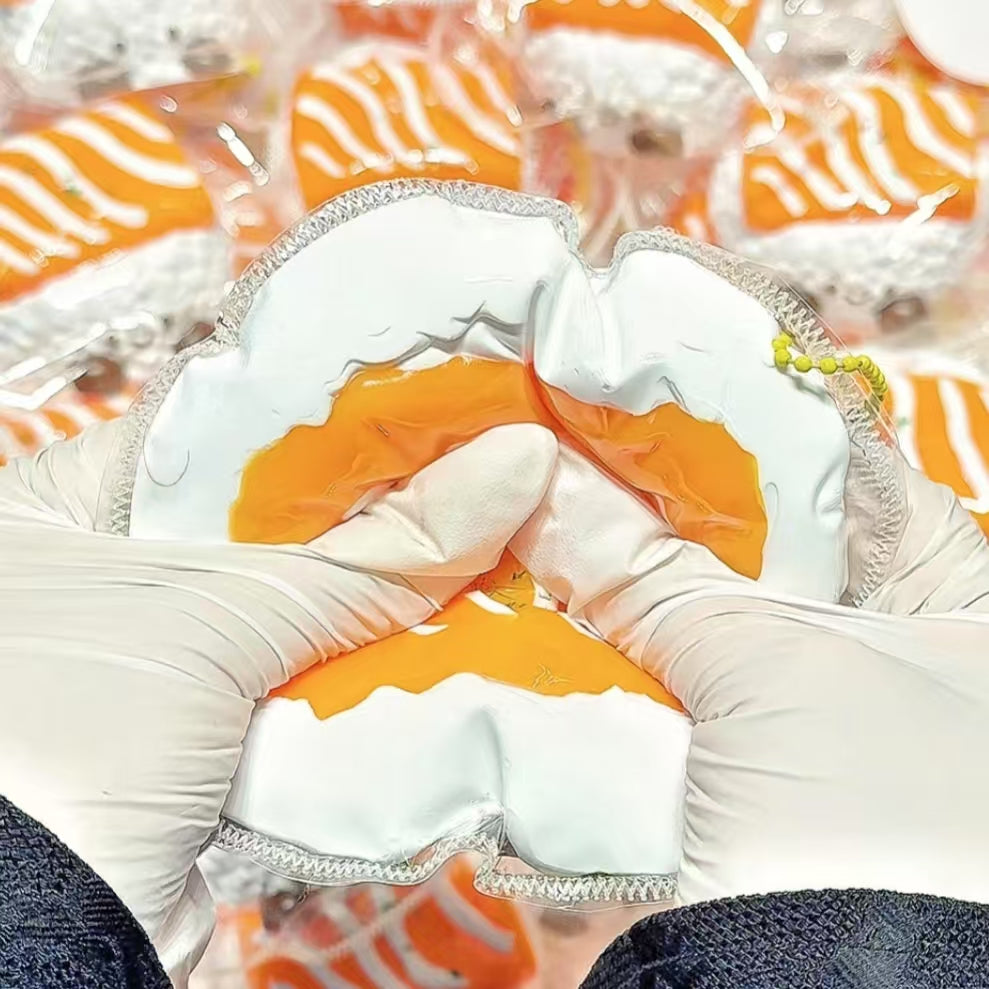Whipped Cream Texture JC Salmon Rice Ball Taba Squishy Toy
