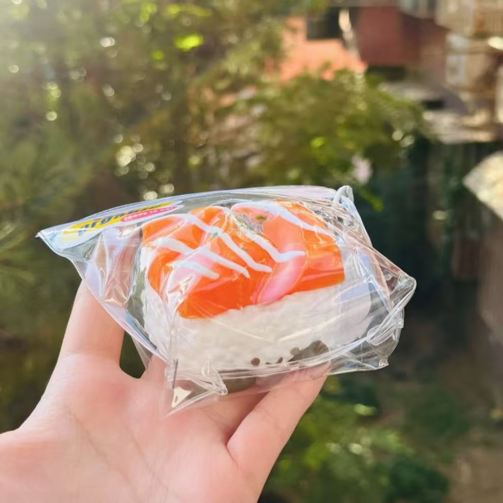 Whipped Cream Texture JC Salmon Rice Ball Taba Squishy Toy